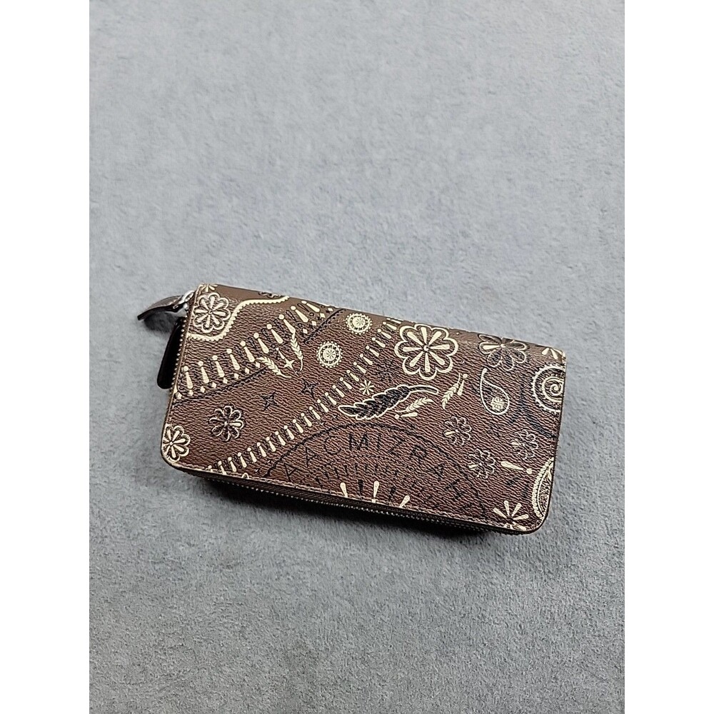 Isaac Mizrahi Zip-Around Wallet Carmel Brown Paisley‎ Heavy Thick READ